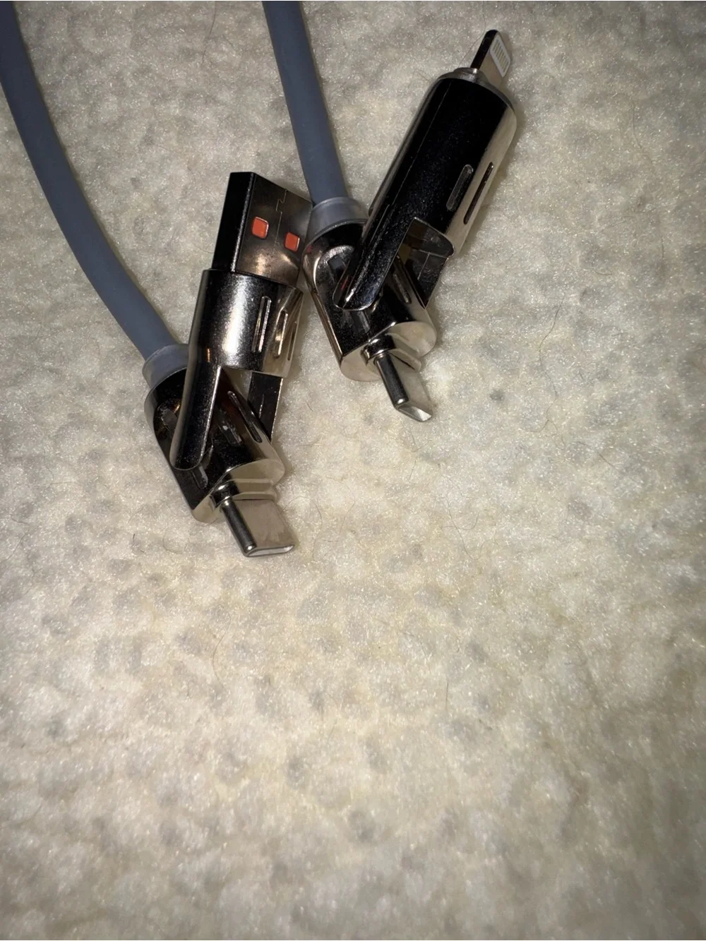 240w 2-in-2 Fast Data Cable, 6.6 feet and lighted ends